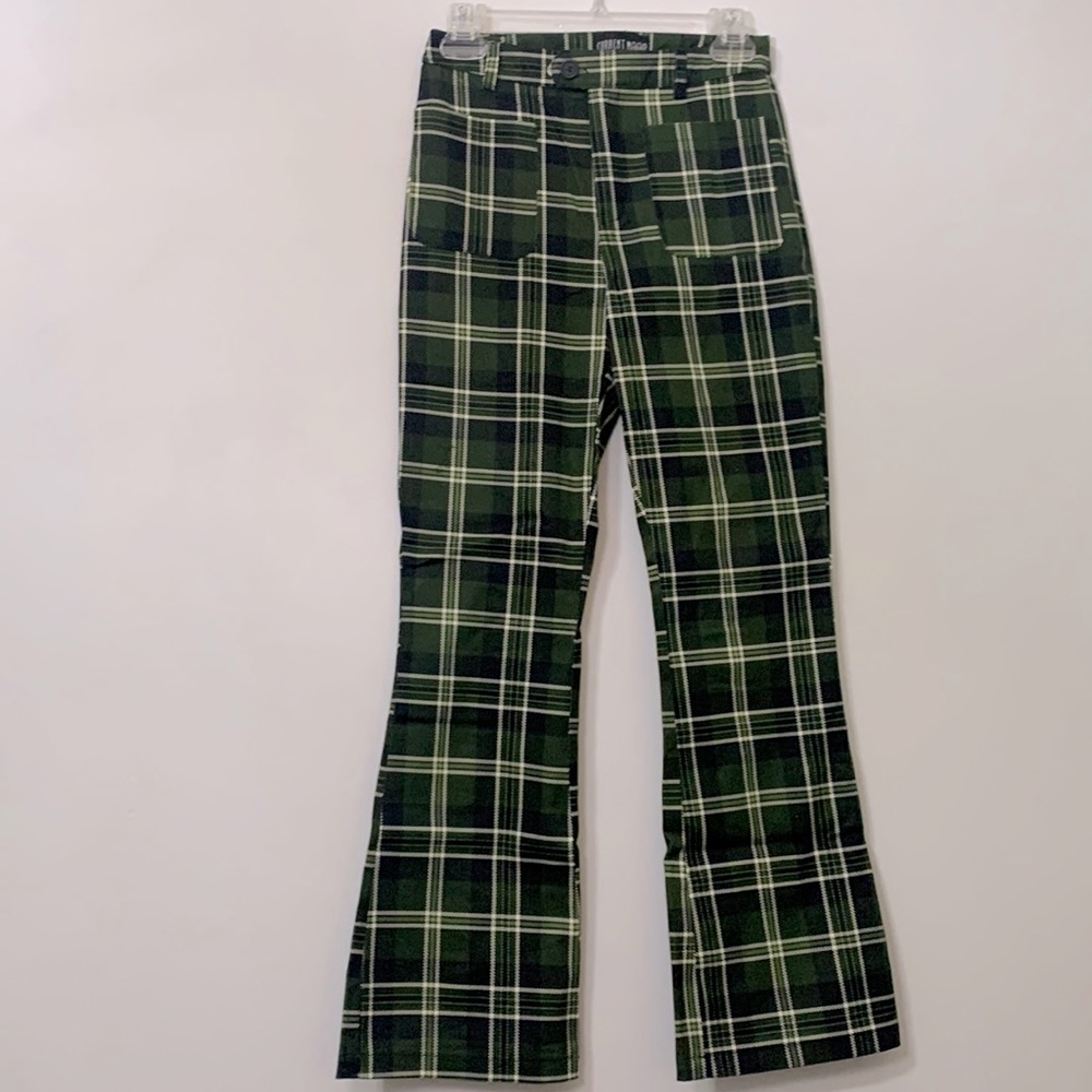 Current Mood Plaid Crop Flare Pants